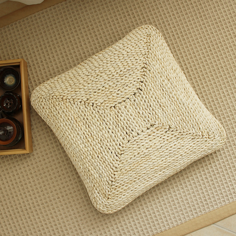 Handmade plant braided straw knitted breathable cool ass cushion corn leather square chair cushion car cushion Zen bushel