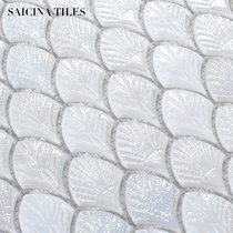 Ore white fish scale glass mosaic fan-shaped bathroom tiles kitchen balcony bathroom light luxury toilet wall tiles
