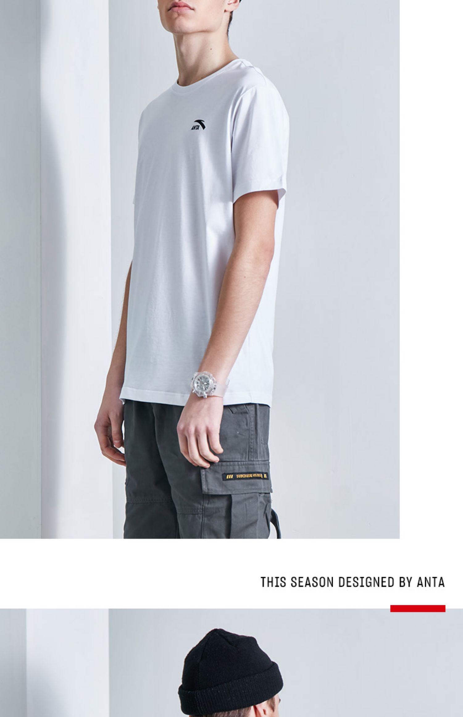 Áo thun nam Anta hè 2019 mới cotton thoáng khí thời trang cổ tròn tay ngắn tay áo thun thể thao nam giản dị - Áo phông thể thao áo thun gym