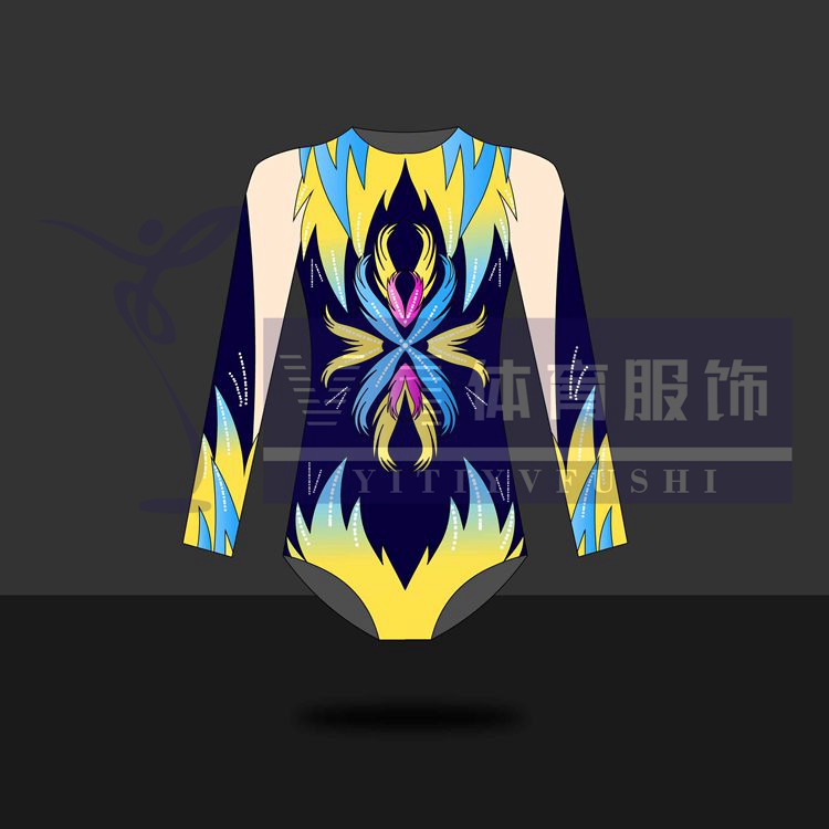 New competitive gymnastics competition clothing digital printing velvet fabric body art examination gymnastics clothing dance clothing