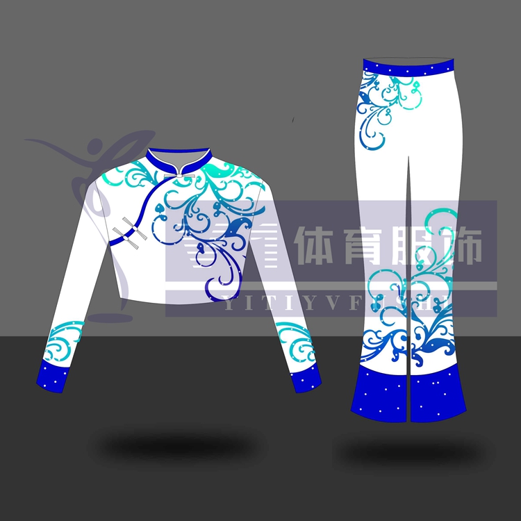 Staff Group Fitness Gymnastics Suit Gymnastics Performance Clothing Green Flower Style Fus Bodysuit Suit Spandex