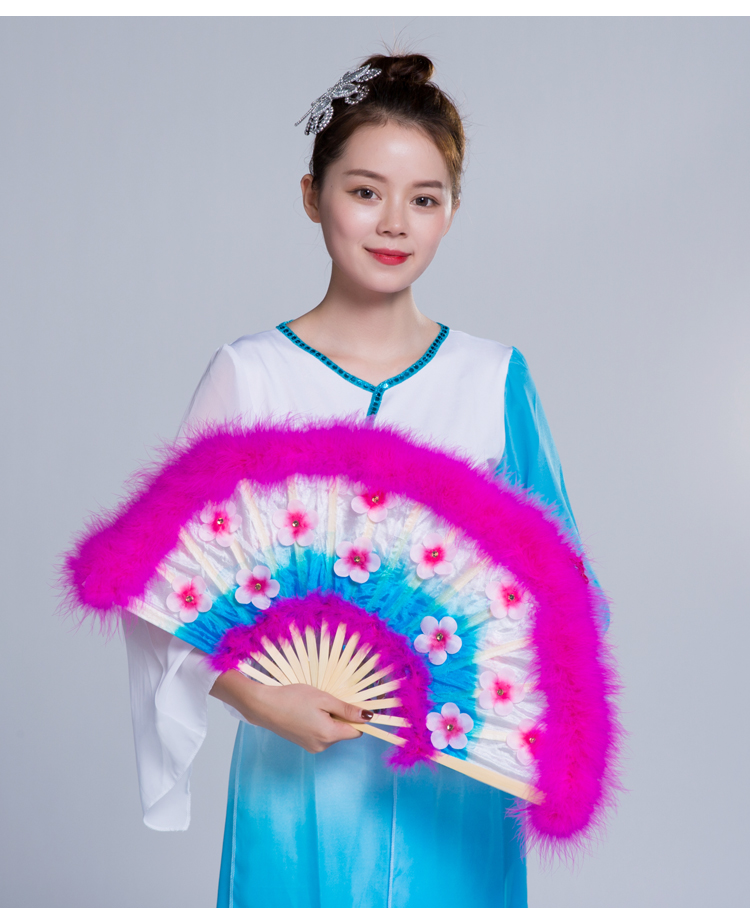 Dance fan Double-sided dance fan Square children bamboo bone adult peony fan Twist Yang fan Song prop fan