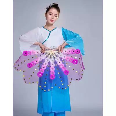 Dance fan double-sided dance fan silk fan extended props adult gradual performance opening dance twist fan song