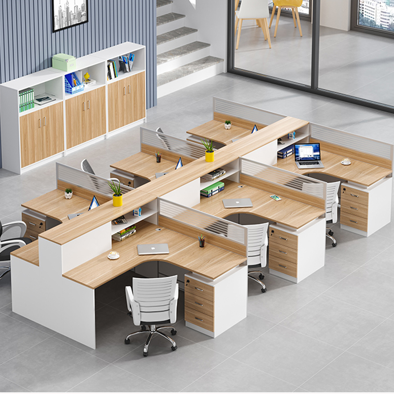 Staff Desk Brief Modern Six-person Position Screen Partition Employee Desk Chair Composition Four Places Furniture-Taobao