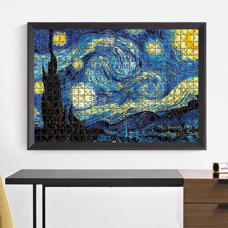 Solid wood 1000 pieces of puzzle frame frame frame customized 300 pieces 500 pieces 2000 pieces 50x75 frame hanging wall