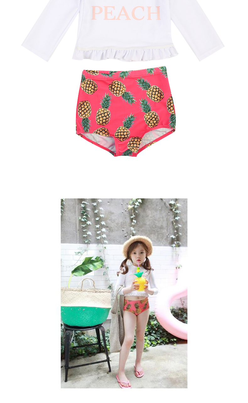 Đồ bơi mới cho bé gái 2018 cho bé gái Hàn Quốc chia eo cao boyshort dứa dài tay áo bơi cho bé đồ bơi h&m cho bé gái