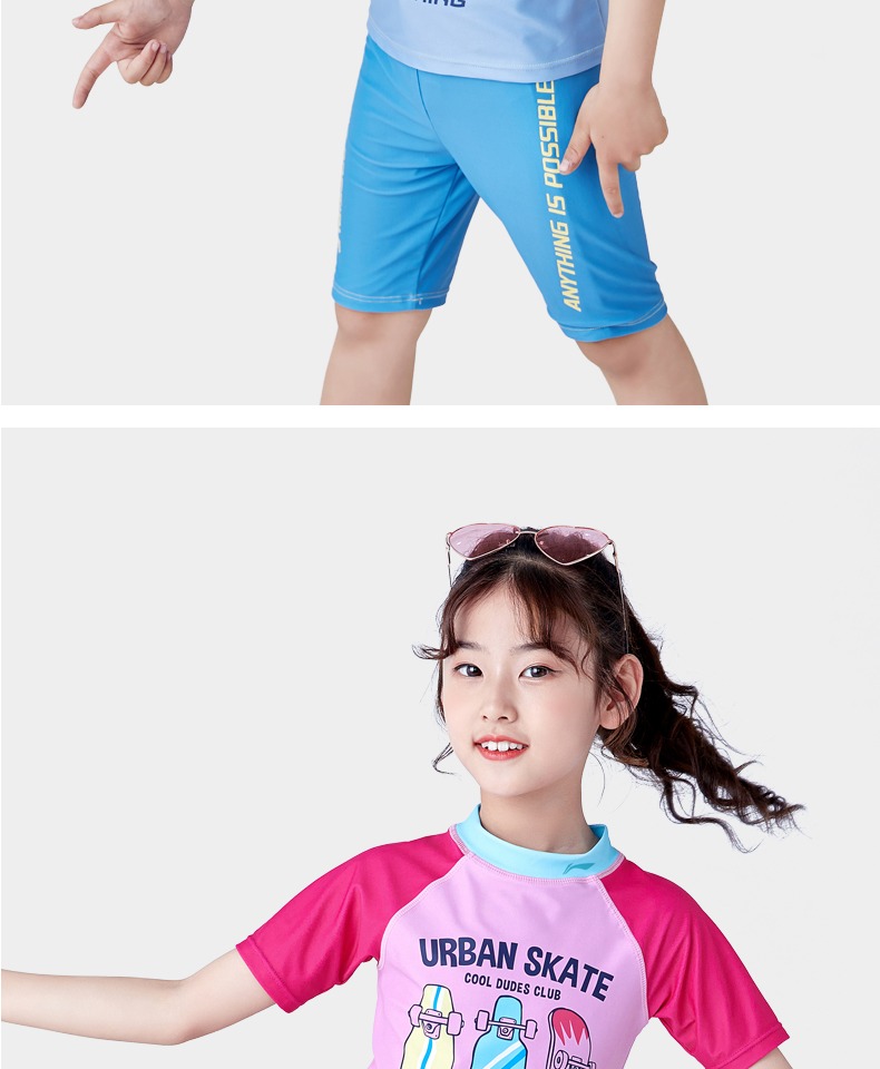 Đồ bơi trẻ em Li Ning chia áo tắm bé trai và bé gái lớn chống nắng bé boxer phù hợp với áo tắm - Bộ đồ bơi của Kid đồ bơi nàng tiên cá cho bé