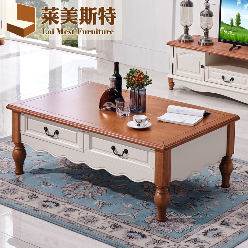 Mediterranean style solid wood tea table TV cabinet Composition Living room 1 3 m tea table minimalist Furniture American Countryside