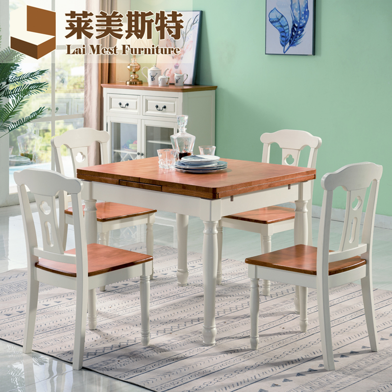 Full solid wood table Mediterranean style telescopic folding 1 m 1 3 Miratai rectangular American small family type