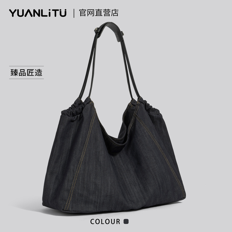 Yuanli Rabbit Relaxed Canvas Bag Denim Hobo Original Large Capacity Commuter Shoulder Bag Autumn and Winter Tote Bag