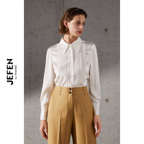 JEFEN Giffin 2023 Fall new chest front Tucker Decorated Delicately Commute Mulberry Silk Shirt 417028