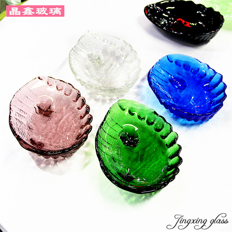 Blue glass plate hemispherical oval green utensils Hot pot shaped shell creative tableware Net red small dish