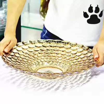 Fruit plate Crystal glass fruit plate living room household coffee table Fruit snack plate Fruit basin wedding candy plate modern