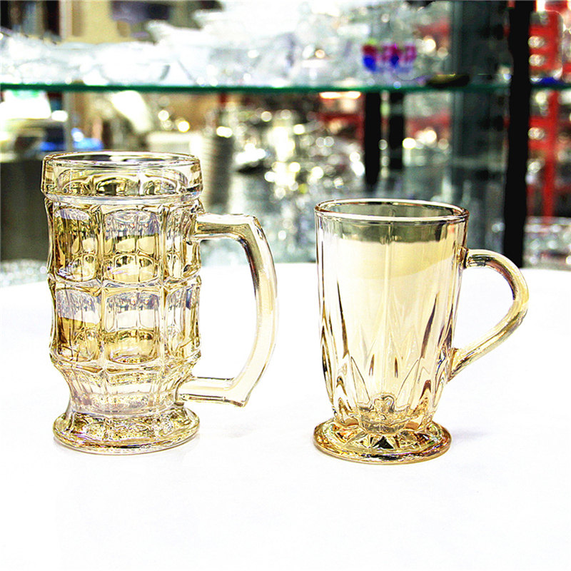 Beer mug with handle beer mug household high-end mug large-capacity glass beer mug glass water mug