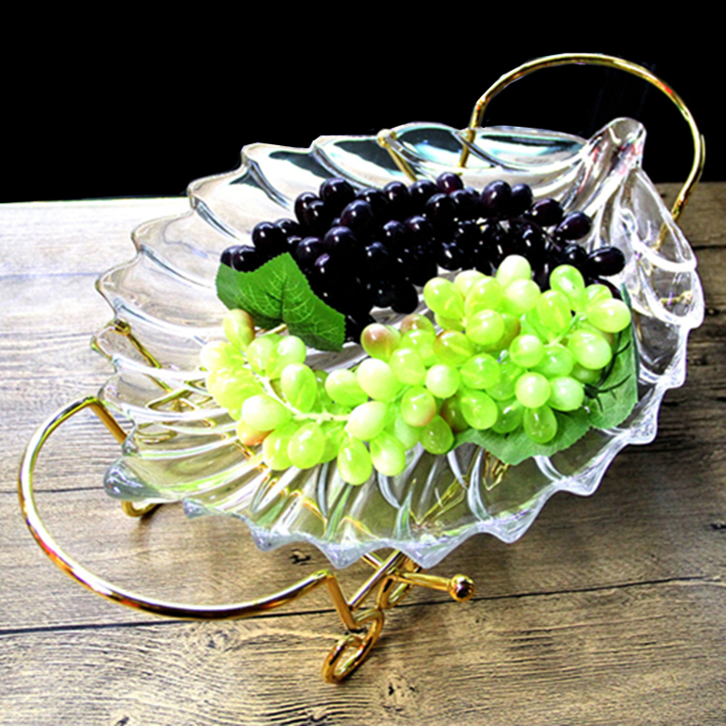 Advanced Crystal Fruit Pan Ktv Special Glass Fruit Tray Leaf Type Fruit Plate 2022 New Home Living Room 