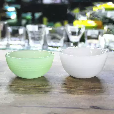 Jade plate glass dipping small bowl hot pot tableware Green glass plate hemispherical seasoning bowl small glass bowl round