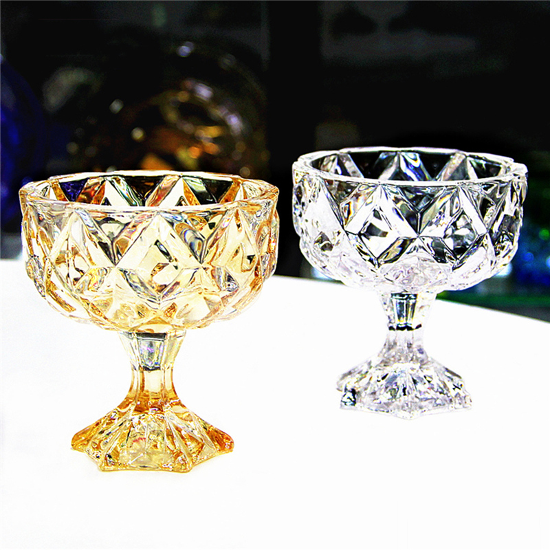 Yujing glass glass high foot bowl ice cream cup fruit cup crystal bowl high temperature resistant net red dessert cup