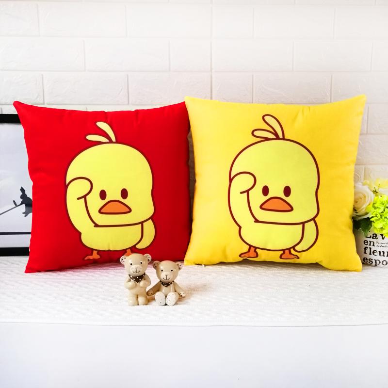 ins phần màu đỏ ròng của phim hoạt hình sang trọng nhỏ màu vàng gối vịt bìa gối trưa nghỉ gối xe thắt lưng đệm tựa lưng gối - Trở lại đệm / Bolsters gối để ghế gỗ