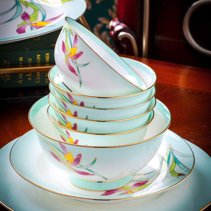 High - grade ipads China American household dish bowl dish of jingdezhen ceramics tableware set to use to send gift set to use