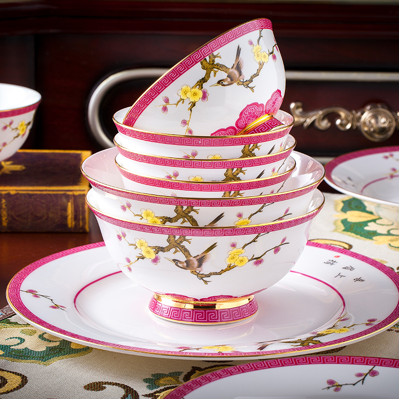 The dishes suit household ceramics from jingdezhen ceramic tableware European - style key-2 luxury gift dishes dishes combination