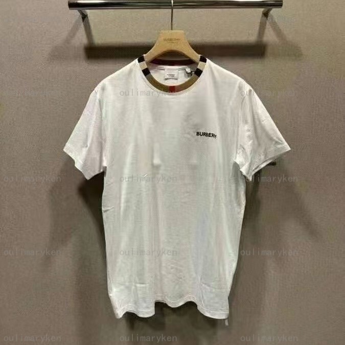 Italian Outlet Burberry Men's Loose-Fit Classic Crew Neck Short-Sleeve T-Shirt, White, Size S, Chest Circumference 120
