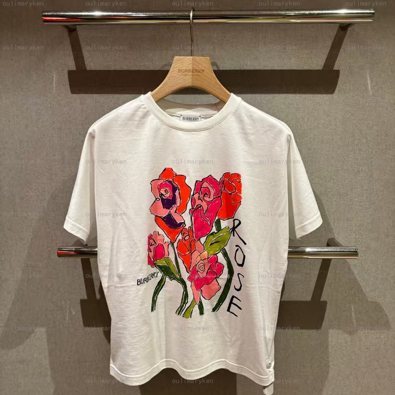 Italian Outlet Burberry Girls' Loose-Fit Short-Sleeve T-Shirt, White, Size 8-12 Years Old