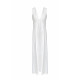 Wanwanda <Minerva> Cream White Acetate Satin Sleeveless Deep V-Neck Lace Spliced ​​​High Waist Dress