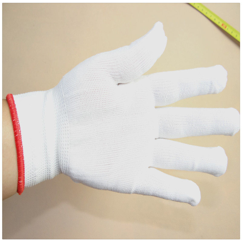 Direct sales 0 8 yuan 1 double knitted nylon gloves cotton yarn gloves dust-free glove working gloves labor gloves