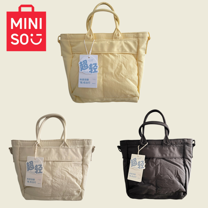 Miniso Air Series Tote Bag Handbag Small Shoulder Bag Ultra-Lightweight Multi-Pocket Black