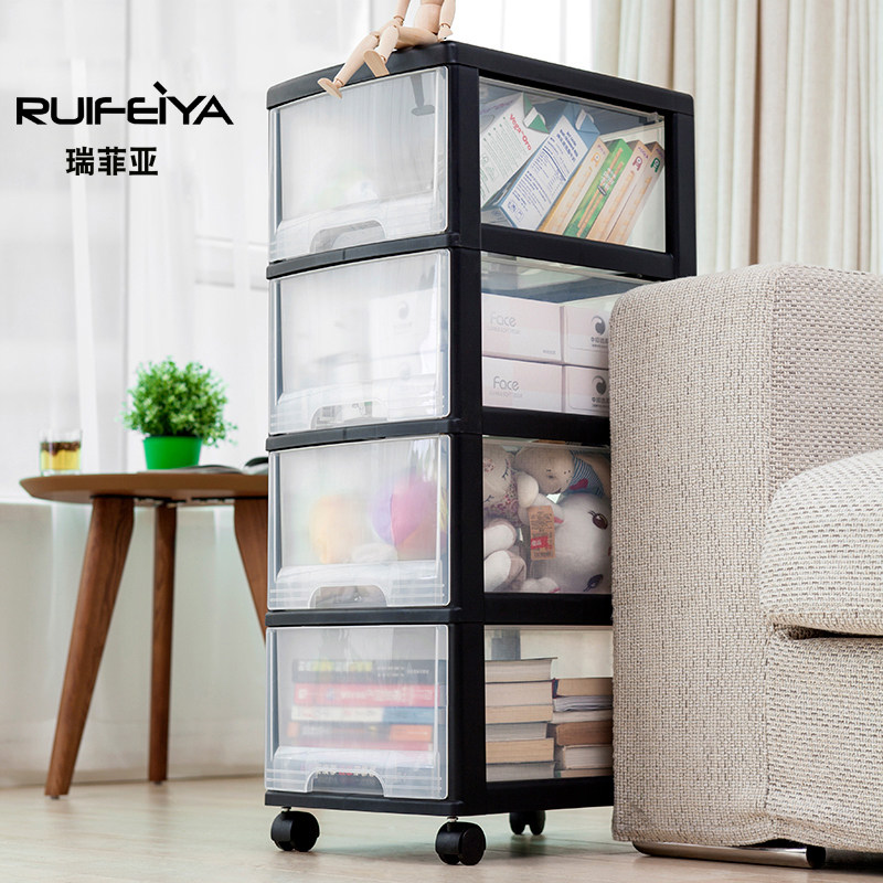 Home Drawer Toy Containing Cabinet Thickened Plastic Finishing Box Snacks Storage Cabinet Transparent Clip Slit Locker