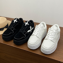 Zhou Rain Tong Tongtong Small White Shoes Women Genuine Leather 2022 New Pine Cake Thick Bottom Sports Cross Casual Shoes Board Shoes