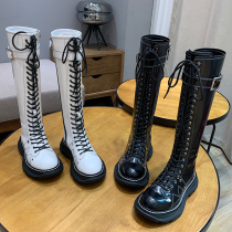 Mcquinda boots Female knight boots British handsome muffin thick-soled leather thin straps but knee-high boots