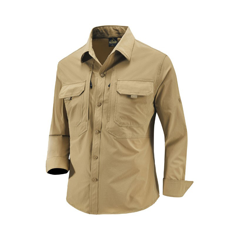Men's Spring and Autumn Long-Sleeved Shirt with Multi-Functional Pockets, Breathable Outdoor Workwear, Large Size, Stretchy, Quick-Drying Shirt Men's Spring and Autumn Long-Sleeved Shirt with Multi-Functional Pockets, Breathable Outdoor Workwear, Large Size, Stretchy, Quick-Drying Shirt