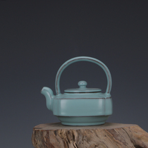 Song Dynasty Ru kiln blue glaze teapot made by Emperor Song Palace in the first year of Congning period Antique porcelain support nails antique ornaments