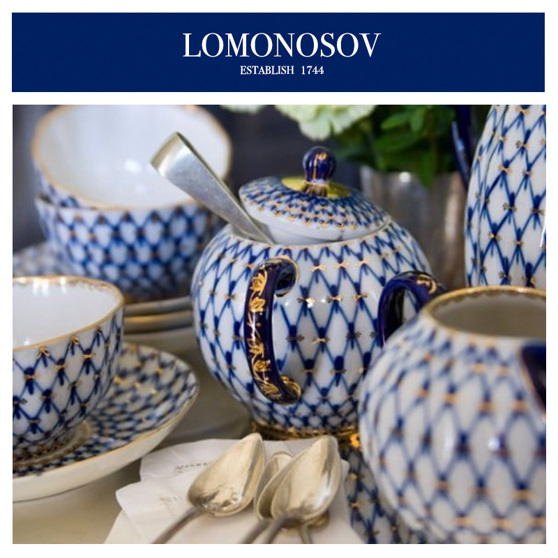 Russian Emperor Lomonosov Cobalt Blue Mesh Pattern Teapot Series European Style ins Teacups Milk Jug Sugar Bowl Dishes Light Luxury Set Russian Emperor Lomonosov Cobalt Blue Mesh Pattern Teapot Series European Style ins Teacups Milk Jug Sugar Bowl Dishes Light Luxury Set