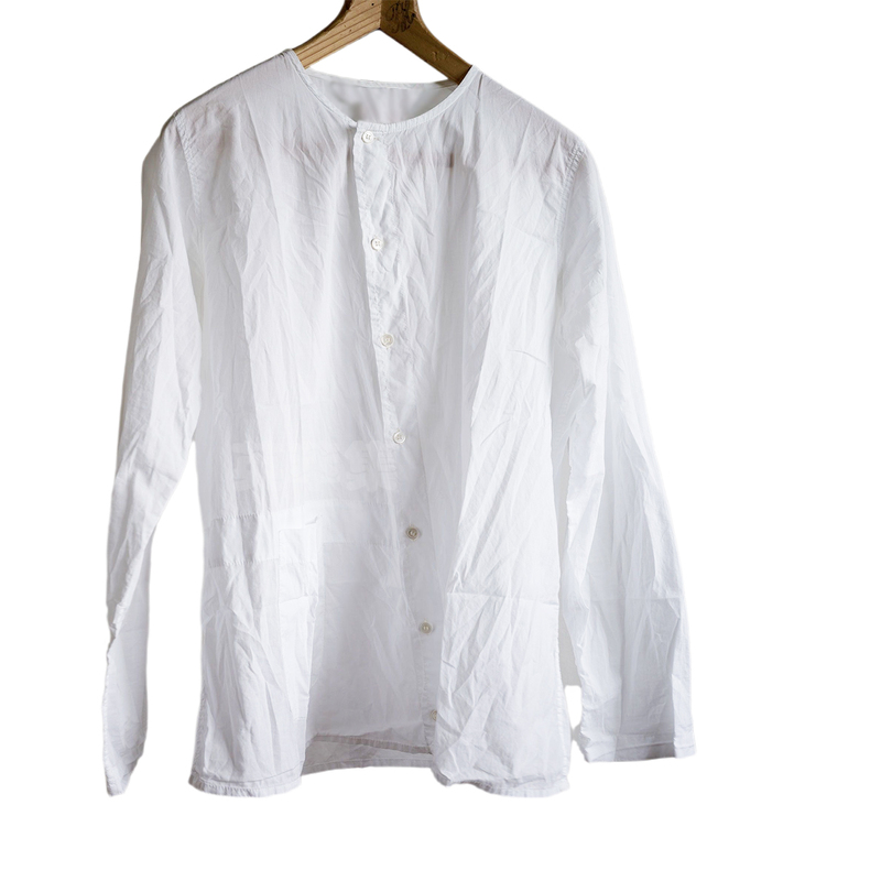 Paul Harnden Vintage Artisan Cotton Collarless Asymmetrical Diagonal Placket Construction Mexican Western Shirt