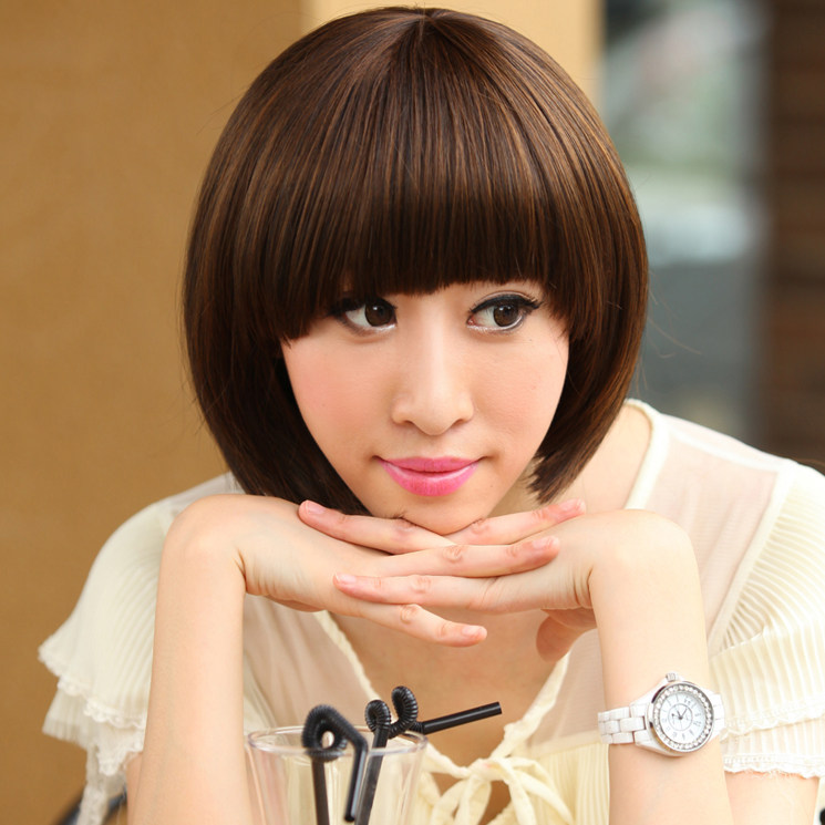 假发 女生bobo头 时尚女短发 帅气短直发 蓬松修脸波波不规则发型