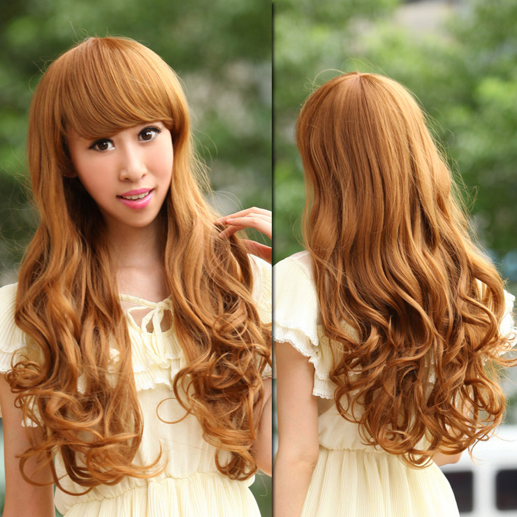 假发 长 卷 蓬松逼真 女生大波浪长发 时尚修脸斜刘海 哑光发型