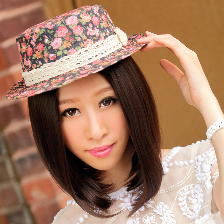 假发 女生中分刘海BOBO头短直发 中长梨花头 渐变修脸 时尚非主流