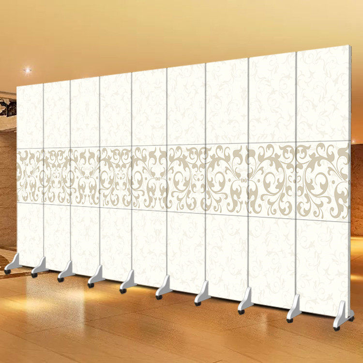 Mobile hotel hotel private room dining room screen sliding door type folding partition space saving simple mobile fabric