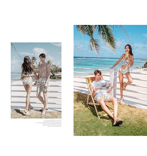 Cặp đôi nữ đồ bơi nam đi biển bikini bikini tam giác chia bikini gợi cảm đồ đôi đi biển 2020