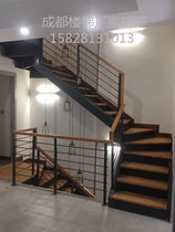 Meimus new indoor solid wood integral stair handrails and small columns custom-made duplex loft Chengdu