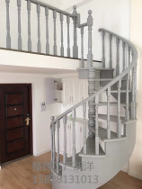 Customized new Chengdu all-solid wood center spiral staircase European-style modern villa double-level loft