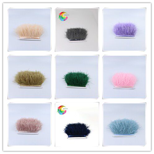 Wen Book Feather Factory Hot Selling Decorative Ostrich Hair Cloth Strip Lace 8-10cm Stage Costume Accessories One Meter Piece