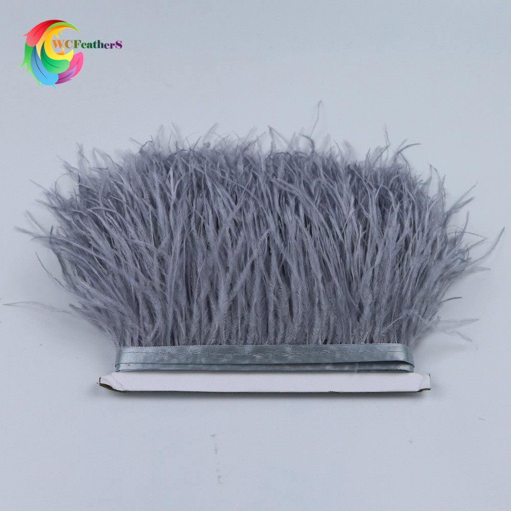 Factory direct Ostrich wool cloth edge spot silver gray one meter piece clothing lace accessories Evening gift handmade diy feathers