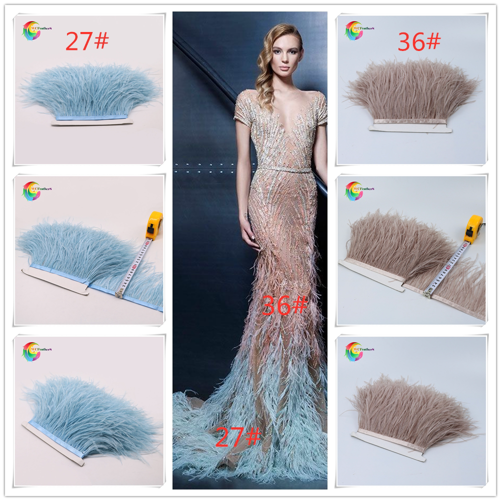 Man temperature book feathers one yard up 027 light blue ostrich wool clothing accessories to perform dress lace