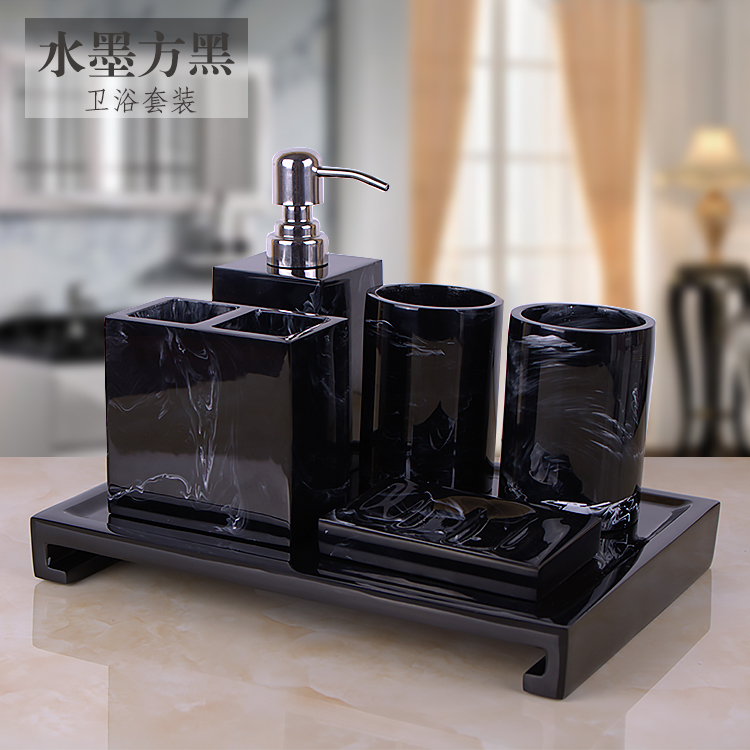 European simple bathroom supplies kit Bathroom five-piece set Creative washing set Soap box Tooth set with tray