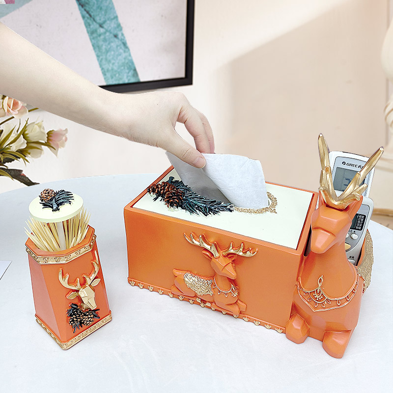 Nordic Living Room Paper Towel Box Toilet Paper Box Creative Home Desktop Napkin Box Minimalist Living Room Composition Blue Deer Ins