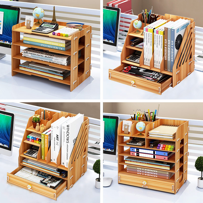 Office storage supplies desktop file rack data sorting rack large with drawer book rack box student desk storage