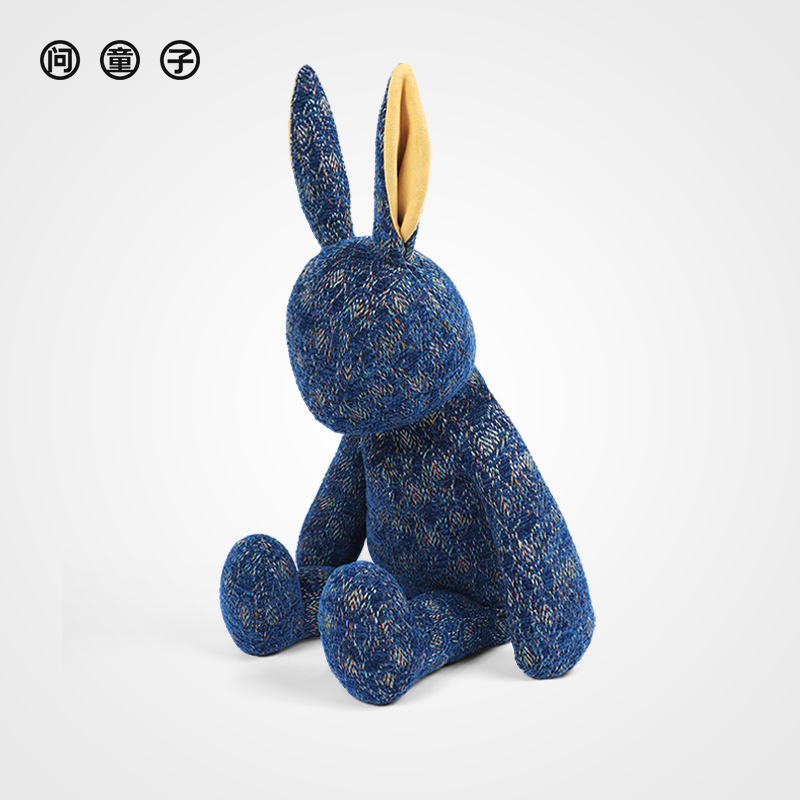 Ask the Boy Rabbit Doll-the Blue Rabbit Artistic Fabric Puppet stuffed toy Little Rabbit to accompany the Gongzai Creative Gift